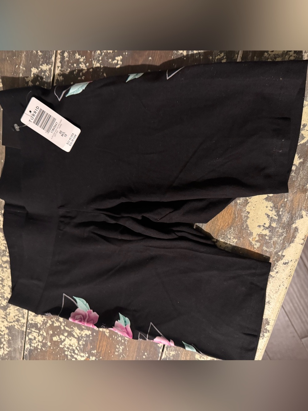 Torrid Black Floral Bike Shorts